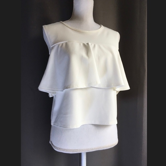 NWT White Ruffled Tank Top by New Look - Picture 7 of 8